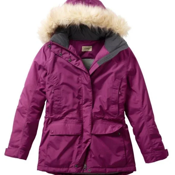 BEAN BAXTER STATE PARKA WOMEN'S XS PETITE PINK INSULATED COAT HOODED